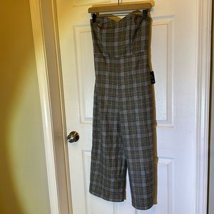 Express strapless plaid jumpsuit